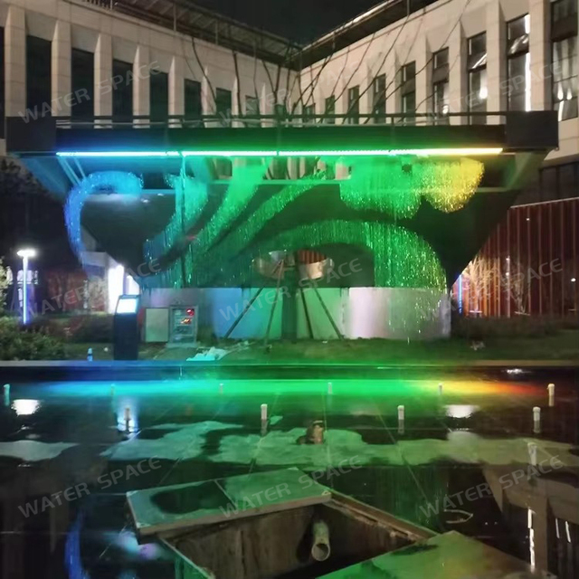 Water Space Modern Stainless Steel LED Waterfall Curtain Light RGB Remote Control Durable 110-230V for Hall Wedding Party Decor