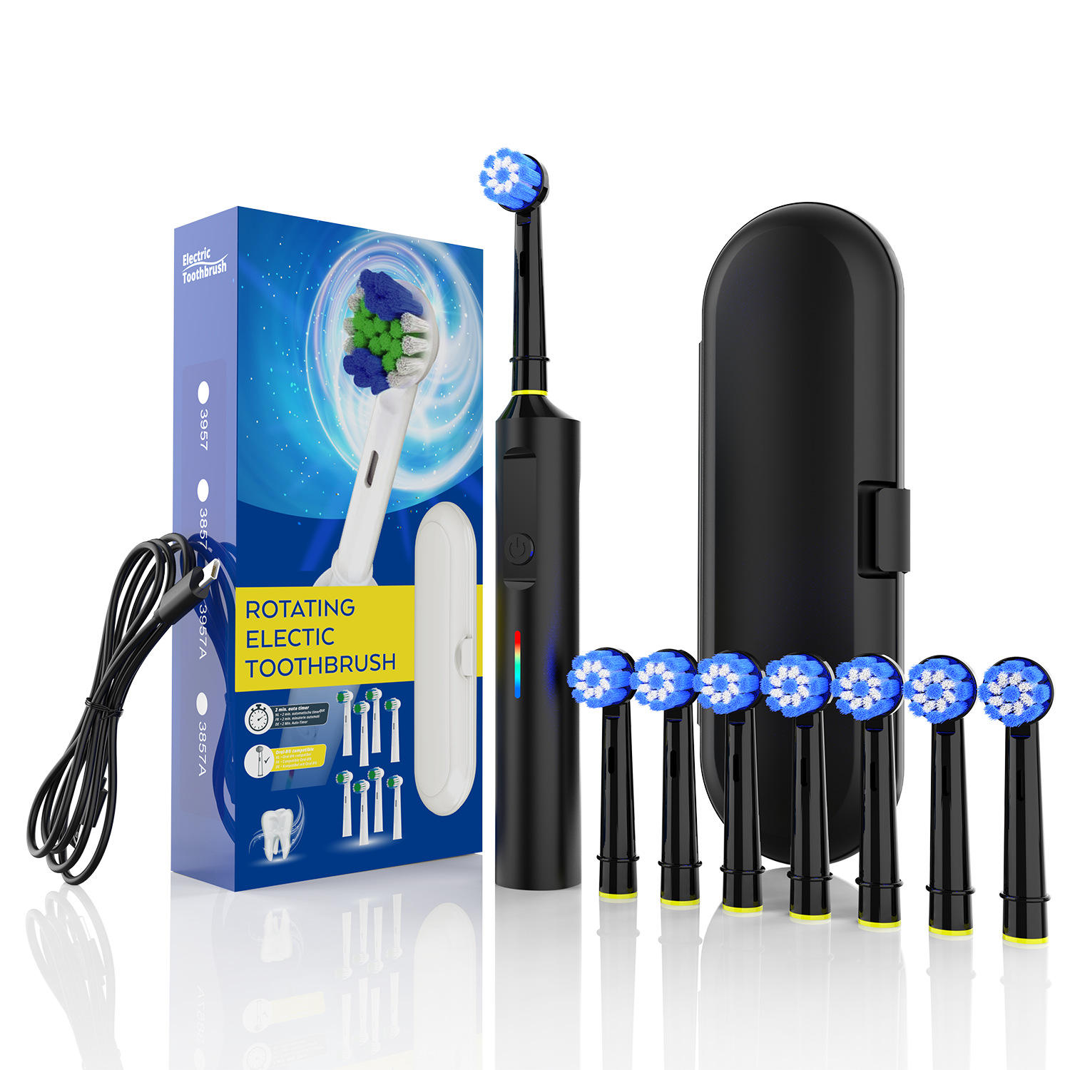 3957 Brosse à dents, noire [Type de poils blanchissants diamant SB-60]