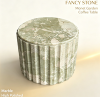 Table basse en marbre FANCY STONE Monet Garden, surface polie, pierre ronde de luxe pour salon, hall d'hôtel et projets de villas