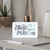 Horloge intelligente d'intérieur avec fonction de charge, Wi-Fi, thermomètre numérique sans fil, hygromètre, prévisions météo C/F, blanche