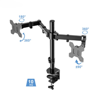 Usine en gros 13 "-32" écran réglable Double bras de moniteur support ordinateur portable support de bureau avec pince en C