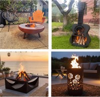 Prix d'usine – Barbecue en acier Corten sur mesure, foyer extérieur en acier Corten effet rouillé pour brûler du bois, vente en gros OEM pour jardin