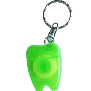 Factory Price Tooth Shape Mint Flavor Oral Cleaning Keychain Dental Floss