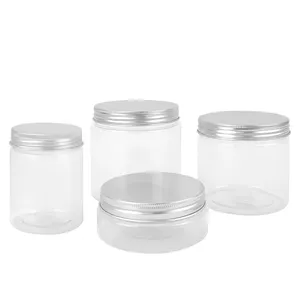Food Storage Container 150ml 250ml 500ml 600ml clear PET plastic jars with screw top lids plastic jars for cosmetics