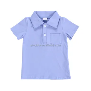 Оптовые продажи на пуговицах топы для мальчиков-Летняя дизайнерская Детская рубашка-поло, хлопковые топы с коротким рукавом, рубашки на пуговицах для мальчиков