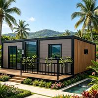 Maison conteneur préfabriquée extensible de 20 pieds, villa modulaire mobile, cabane de villégiature avec terrasse pour hôtel de vacances en Asie du Sud-Est