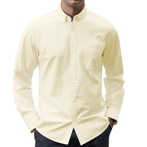 Camicie Oxford in cotone 100% da uomo a manica lunga alla moda camicie di colore solido logo di personalizzazione - Product Image 4