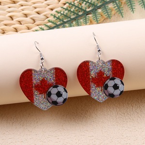 Pendientes con Bandera Nacional, Pendientes Colgantes <span class=keywords><strong>de</strong></span> Doble Cara, Chapados en Oro, para Bodas Patrióticas - Product Image 3