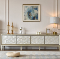Meuble TV de style américain, luxe léger, unité de rangement domestique en bois massif de qualité supérieure, ensemble console TV et table basse pour salon.
