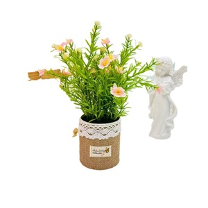 Pots de fleurs artificielles avec plantes en soie, hauteur 25 cm, pour décoration de maison et de mariage, couleurs rose, violet, jaune, orange - Product Image 5