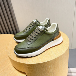 Running Versatile Trendy Stylish Men's Genuine Leather Casual Low-top Clunky Sneakers Breathable Lace-<b>up</b> Shoes - Product Image 4
