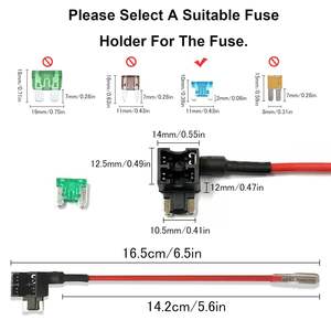 Utilisation pour les voitures 12V-24V Profil bas Add-a-Circuit Fusible Tap, Miniature Piggy Back Blade Fusible Holder avec faisceau de câbles - Product Image 5