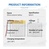 Prix usine de haute qualité 3.7V/800mah pochette rechargeable Batteries au lithium-ion modèle haute sécurité 683231
