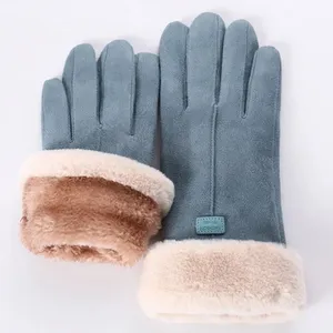 Осенние милые теплые пушистые рукавицы с полными пальцами перчатки для сенсорного экрана уличные спортивные женские зимние перчатки
