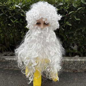 Accessoires <span class=keywords><strong>de</strong></span> costume du Père Noël : Chapeau, perruque blanche, perruque bouclée, <span class=keywords><strong>barbe</strong></span> du Père Noël - Product Image 2