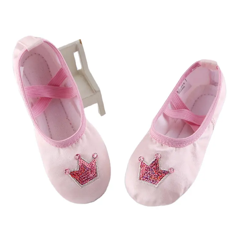 Sepatu Tari Balet Kanvas Imperial Crown Anak-anak Sandal Tari Setengah Sol