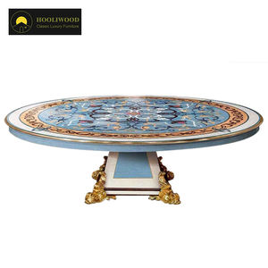 Zeer High-End Dure Klassieke Luxe Houten Ronde Eettafel Set Zeeschelp Frans Ontwerp Ronde Eettafel - Product Image 1