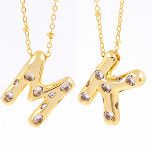 26字母项链饰品女A ~ Z首字母个性化定制泡泡字母名称锆石魅力吊坠项链饰品男 - Product Image 1