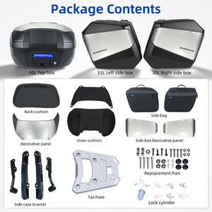 Ensemble complet de top-case et de sacoches latérales pour moto 50L+33L+30L, boîte de rangement en PP pour Honda XL750 Transalp, étanche, modifiée et améliorée - Product Image 4