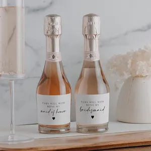 Autocollants personnalisés pour bouteilles de vin – Demande de demoiselle d'honneur – Mini étiquettes personnalisées pour mariage, fête nuptiale, cadeau pour demoiselle d'honneur - Product Image 3