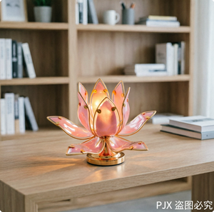 ピンクガラス蓮の花テーブルランプゴールドフレームモダン<span class=keywords><strong>LED</strong></span>ウォームホワイトベッドサイドナイトライトクリエイティブ禅装飾デスクランプ - Product Image 5