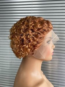 Chaud brésilien 6 pouces pour Pixie Cut perruque <span class=keywords><strong>13X1</strong></span> court bouclés avant de lacet Transparent dentelle femmes perruque de cheveux humains - Product Image 3