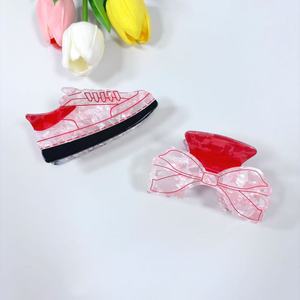 Versión coreana acrílico fresco y lindo brillo pajarita zapatos Clip de agarre parte posterior de la cabeza diadema desaliñada para uso diario - Product Image 2
