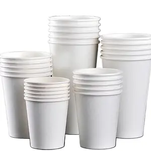 Custom Print Logo 12oz 16 oz PLA Lined Coffee Paper Cups For Hot Drink Disposable Biodegradable White Paper Water Cup