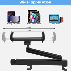 Suporte para Telefone e Tablet para Banco Traseiro de Carro Ajustável e Dobrável com Montagem Telescópica para Celulares e Tablets de 4.7 a 12.9 Polegadas - Product Image 3