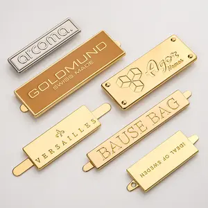 Handbag Hardware Metal Logo Custom Engraved Logo Metal Tags Gold Metal Brand Logo Labels For Handbags Backpack