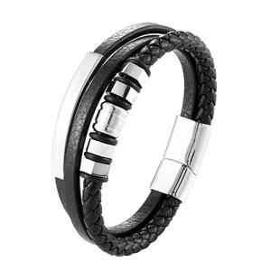 Luxe armbanden Homme mannen vrouwen sieraden 3-strengs zwart gevlochten lederen armband gevlochten 19/20/21cm - Product Image 5