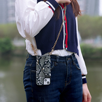 Étui de téléphone à bandoulière en cuir PU de luxe à texture de serpent avec porte-carte pour iPhone 17 16 15 Pro Max étui à motif python avec sangle