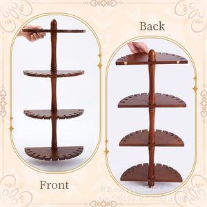 Wooden Four Tier Spoon Display Rack <b>Desktop</b> Kitchen Storage <b>Shelf</b> for Tableware - Product Image 1
