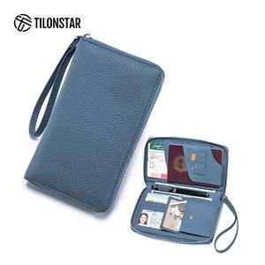 TILONSTAR TPW109P Portefeuille long vintage à la mode pour femme, sac à main, fermeture éclair, cuir véritable, blocage RFID, porte-passeport de luxe pour voyage - Product Image 1