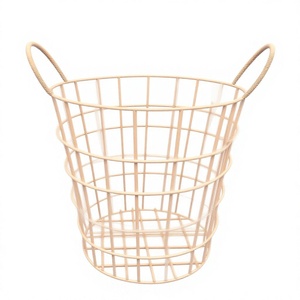 Metal Wire Eco-friendly Modern Laundry <b>Basket</b> Handles Tall Clothes Organizer Bin Powder Coated Black White Large Mesh Storage - Product Image 5