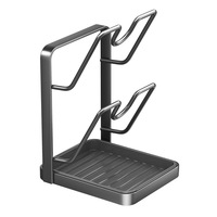 Support de rangement multifonctionnel pour couvercles de casseroles à 2 niveaux, support pour ustensiles de cuisine, type sur pied, support de rangement durable pour planches à découper