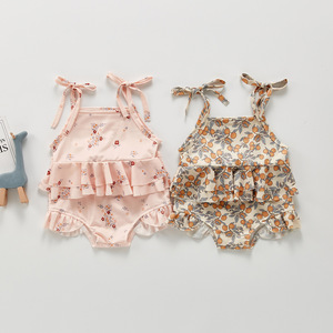 Pakaian Renang Bayi Perempuan, 1 Potong 2-buah Lemon Kecil Cetak Bunga Selempang Bayi Balita Bayi Perempuan Bikini Baju Monyet Balita - Product Image 1