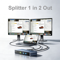 Splitter 4K 1 masuk 2 keluar 4K 30Hz Aluminium HDTV 1x2 Splitter Dukungan Daya Tipe-C Jarak Jauh 40m untuk Distributor TV PS4 PS5