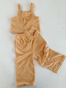 Ensemble de vêtements pour enfants en tissu éponge d'été personnalisé à manches courtes pour garçons et filles, tenues douces pour enfants - Product Image 4