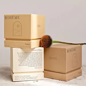Biologisch abbaubares Custom ize Logo Starres Papier Zweiteilige leere Kerzen glas verpackung mit Pappe insatz