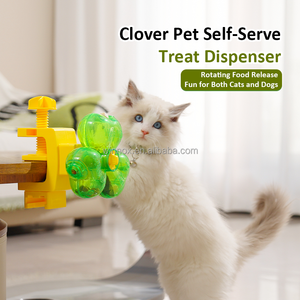 Distributeur de friandises pour animaux de compagnie en forme de trèfle à <span class=keywords><strong>3</strong></span> compartiments, jouet interactif à activation par patte pour <span class=keywords><strong>chats</strong></span> et chiens, distributeur lent et auto-serveur - Product Image 1