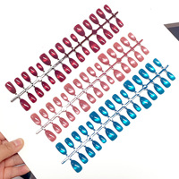 Lot de 30 faux ongles amande œil-de-chat personnalisés, préconçus, tailles assorties, avec perles de verre colorées, vente en gros