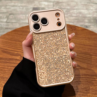 Étui pour iPhone 17 Pro Max en film scintillant or champagne, coque en silicone pour iPhone 15, 16 luxe, 14 nouveau style féminin, 13.