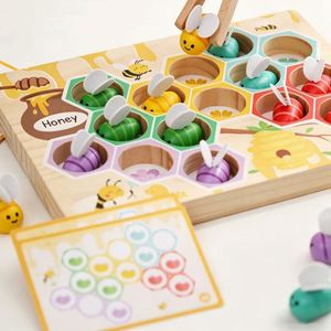 Jeu de tri des couleurs assorties, outil sensoriel pour bac à jouets, jouet tactile en bois en forme de ruche pour développer la motricité fine - Product Image 1