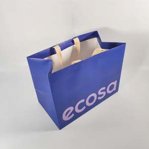 Sacs en papier d'achat en carton bleu marine et violet KM Luxury, écologiques, logo personnalisé - Product Image 1