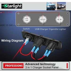 Prise marine 12V étanche avec chargeur USB 3-en-1 QC3.0 et voltmètre LED pour bateau, <span class=keywords><strong>camping</strong></span>-<span class=keywords><strong>car</strong></span>, camion, <span class=keywords><strong>camping</strong></span> - Product Image 4