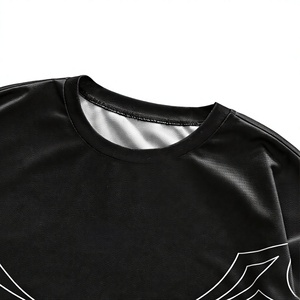 T-shirt à manches courtes surdimensionné pour homme, noir, imprimé graphique blanc, tissu en coton, style streetwear, design à séchage rapide, t-shirts streetwear - Product Image 6