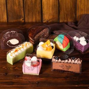 Récipient en plastique transparent Rectangle Triangle Mousse tranche enroulée autour du bord 100 pièces <span class=keywords><strong>collier</strong></span> de gâteau doux - Product Image 3