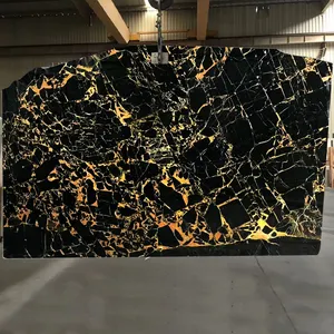 TMZ Marmol Gorgeous Natural Black Gold Marble Tiles Flooring Custom Black Marble Stair