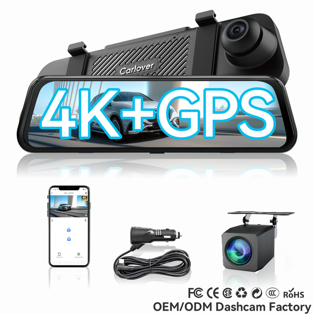 Carlover AI Dashcam 4K IMX678 STARVIS 2 Dual Lens IPS Touch Screen 5G WIFI GPS ADAS WDR Parking Monitor Rear View Mirror DVR